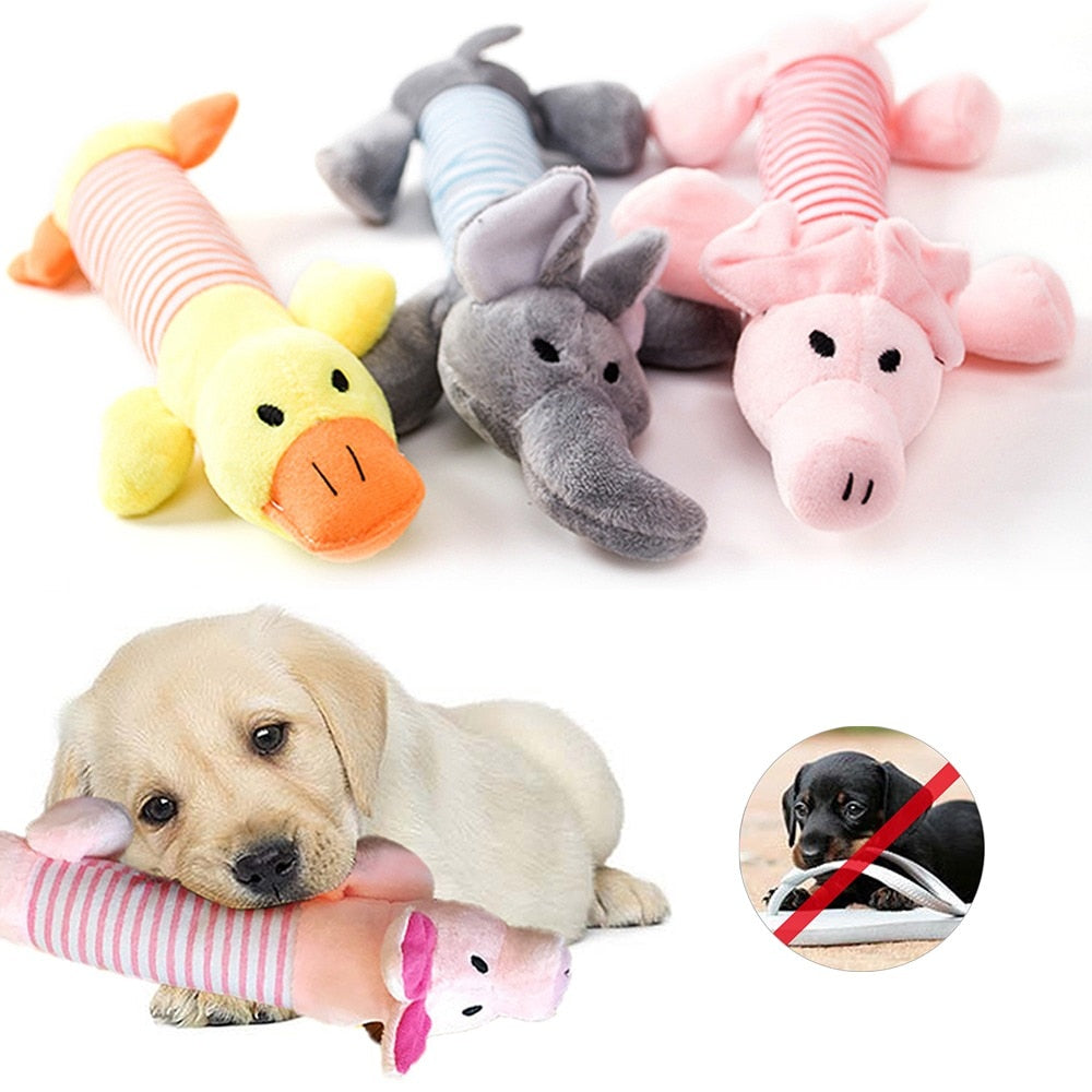durable squeaky dog chew toy plush