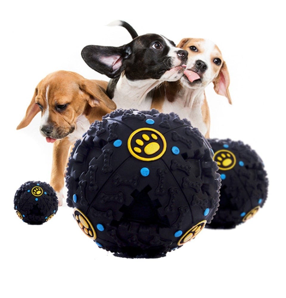 Primepets 3Pack Dog Treat Ball, Interactive Food Dispensing Dog Toys with  Squeaker,Black